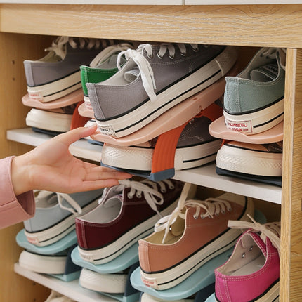 2 PCS 3-Level Adjustable Double-Layer Shoe Storage Rack(Pink)-garmade.com