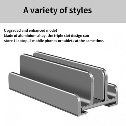 Aluminum Alloy Laptop Tablet Phone Storage Stand, Color: L402 Three Slots (Gray)-garmade.com