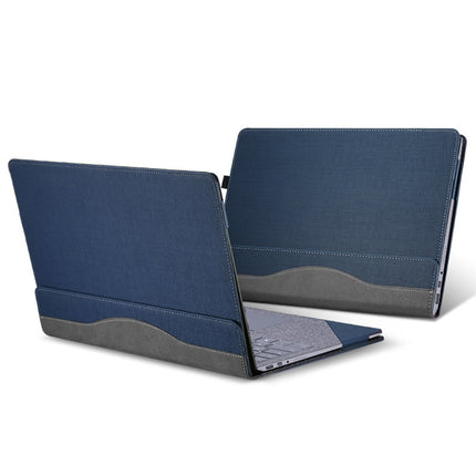 13.5 Inch Multifunctional PU Leather Laptop Sleeve For Microsoft Surface Laptop 1/2/3/4(Blue)-garmade.com