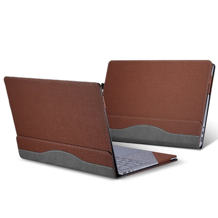 13.5 Inch Multifunctional PU Leather Laptop Sleeve For Microsoft Surface Laptop 1/2/3/4(Business Brown)-garmade.com