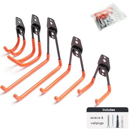 5 PCS/Set 630 Garage Hook Warehouse Storage Dip Metal Hook(Bright Orange)-garmade.com