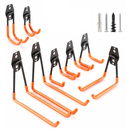 8 PCS/Set 630 Garage Hook Warehouse Storage Dip Metal Hook(Bright Orange)-garmade.com