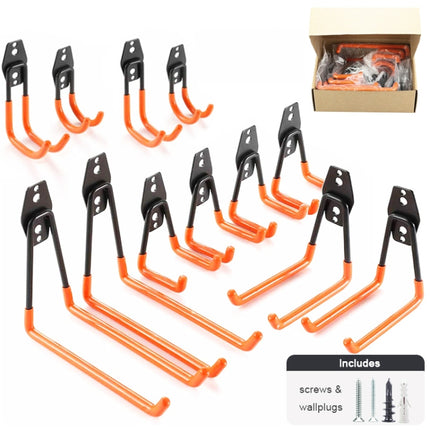 12 PCS/Set 630 Garage Hook Warehouse Storage Dip Metal Hook(Bright Orange)-garmade.com