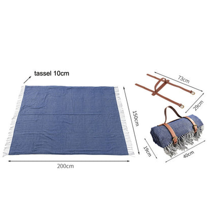 FWP Waterproof Thick Tassel Picnic Mat, Size: 200x150cm(Navy Blue)-garmade.com