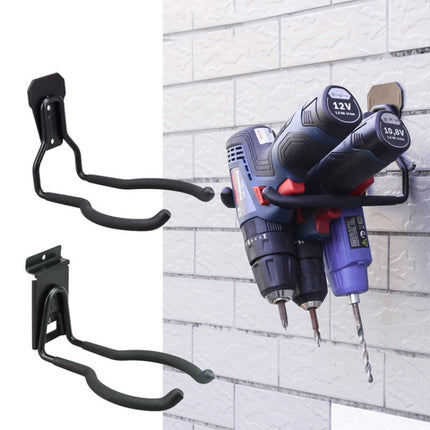 2 PCS Electric Tool Hook Wall Hanging Metal Storage Shelf, Style: 830 On Wall(Black)-garmade.com