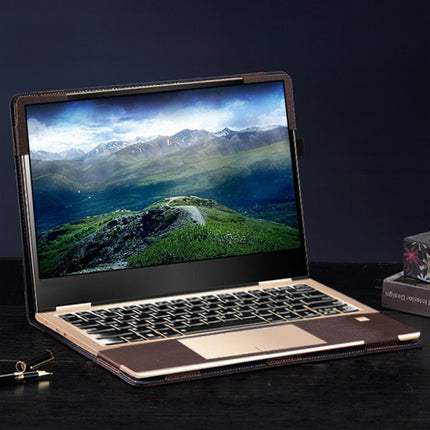 Laptop PU Leather Protective Case For Lenovo Yoga 730-13(Business Brown)-garmade.com