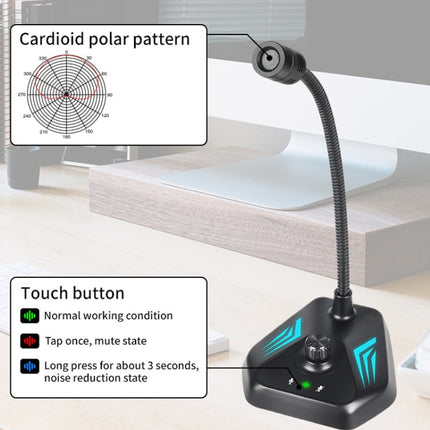 MI520 Desktop Computer Gooseneck Condenser Microphone USB Version with RGB Breathing Lamp-garmade.com