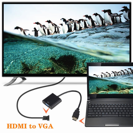 ZHQ007 HD 1080P HDMI to VGA Converter(Black)-garmade.com