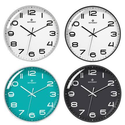 MOVEBEST 12 Inch Living Room Wall Clock Home Plastic Watch, Style: G2001 Green Surface White Frame-garmade.com