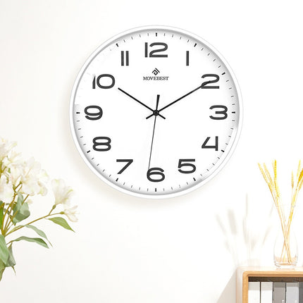 MOVEBEST 12 Inch Living Room Wall Clock Home Plastic Watch, Style: G2001 Black Surface Black Frame-garmade.com