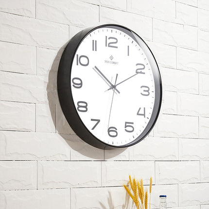 MOVEBEST 12 Inch Living Room Wall Clock Home Plastic Watch, Style: G2001 White Surface Black Frame-garmade.com