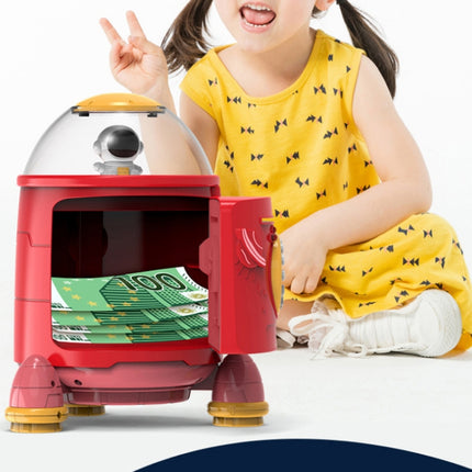 Fingerprint Password Rocket Piggy Bank Toy(Red)-garmade.com