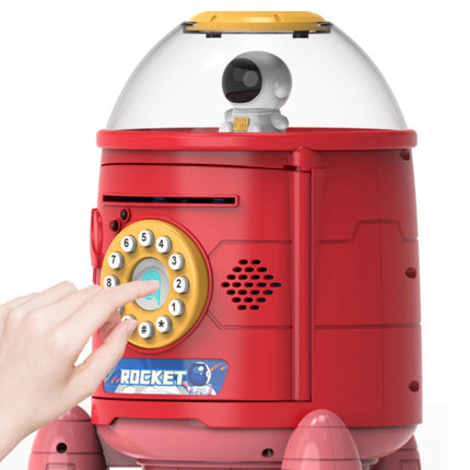 Fingerprint Password Rocket Piggy Bank Toy(Red)-garmade.com