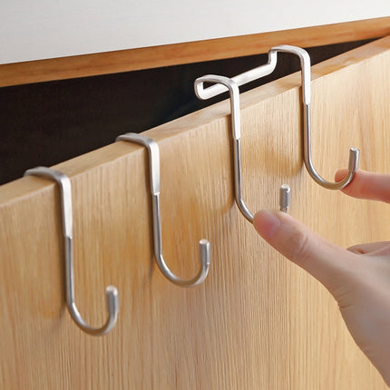 5 PCS S-Shaped Double Hook Stainless Steel Coat And Drawer Door Rear Hook(Stainless Steel Color)-garmade.com