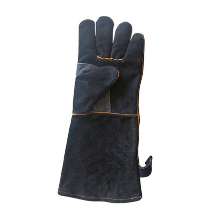 1 Pair JJ-2002 Outdoor Gardening Cut-Proof Genuine Leather Welding Gloves, Length 35cm(Black)-garmade.com