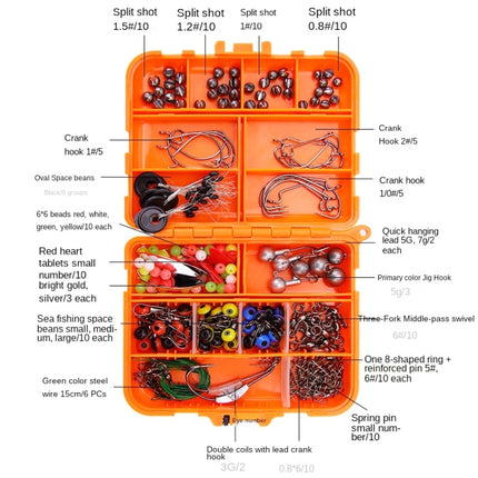 213 PCS / Set Road Squid Hook Accessories Set(026 Orange Box)-garmade.com