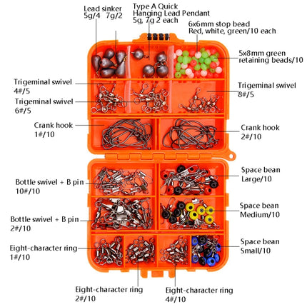 165 PCS / Set Road Squid Hook Accessories Set(026 Orange Box)-garmade.com