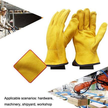 1 Pair JJ-1011 Genuine Leather Outdoor Wear-resistant Gardening Gloves, Size: L-garmade.com