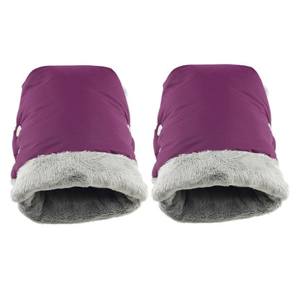 Baby Stroller Armrest Waterproof Warm Gloves(Purple)-garmade.com