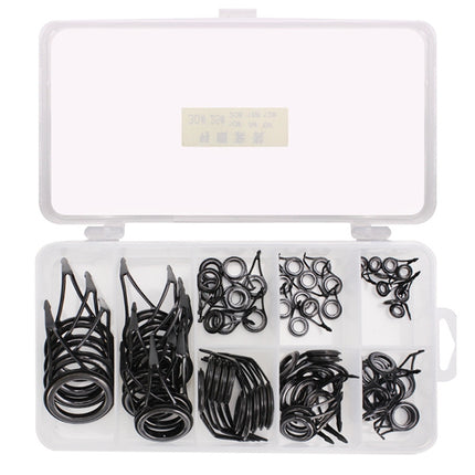 75 PCS / Box Ceramic Wire Loop Luya Rod Fishing Gear Accessories(Black)-garmade.com