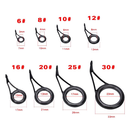 75 PCS / Box Ceramic Wire Loop Luya Rod Fishing Gear Accessories(Black)-garmade.com
