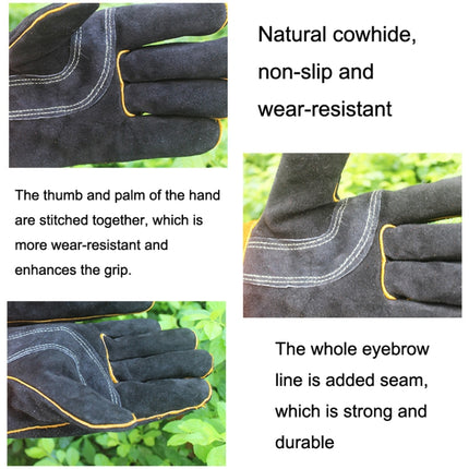 1 Pair JJ-S2011 Outdoor Cut-Proof Genuine Leather Welding Gloves, Size: Free Size(Yellow Black)-garmade.com