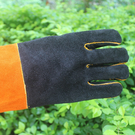 1 Pair JJ-S2011 Outdoor Cut-Proof Genuine Leather Welding Gloves, Size: Free Size(Yellow Black)-garmade.com
