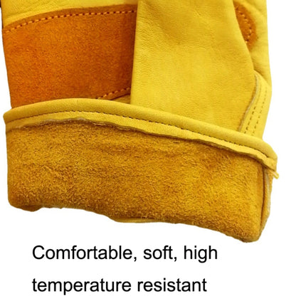 1 Pair JJ-1004 Outdoor Garden Welding Genuine Leather Labor Safety Gloves, Size: M(Yellow)-garmade.com