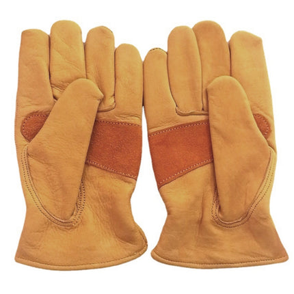 1 Pair JJ-1004 Outdoor Garden Welding Genuine Leather Labor Safety Gloves, Size: XL(Yellow)-garmade.com
