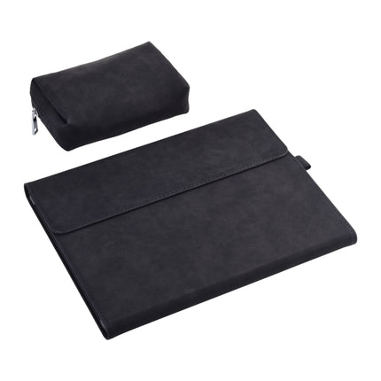 13 inch Leather Tablet Protective Case For Microsoft Surface Pro X, Color: Black + Power Bag-garmade.com