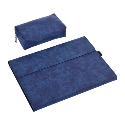 13 inch Leather Tablet Protective Case For Microsoft Surface Pro X, Color: Dark Blue + Power Bag-garmade.com