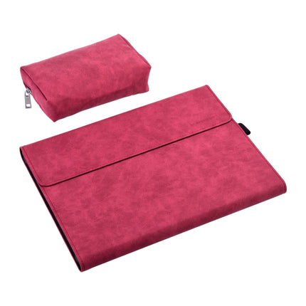 13 inch Leather Tablet Protective Case For Microsoft Surface Pro X, Color: Rose Red + Power Bag-garmade.com