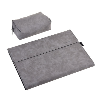 13 inch Leather Tablet Protective Case For Microsoft Surface Pro X, Color: Light Gray + Power Bag-garmade.com