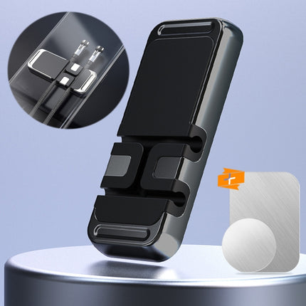 S15 Magnetic Aluminum Alloy Bracket Data Cable Storage Sticker Car Phone Holder(Black)-garmade.com