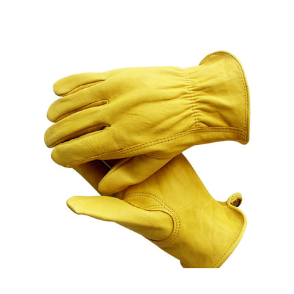 1 Pair JJ-5002 Outdoor Riding Gardening Genuine Leather Safety Gloves, Size: S-garmade.com