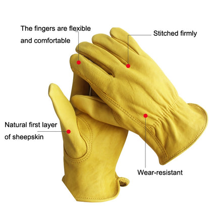 1 Pair JJ-5002 Outdoor Riding Gardening Genuine Leather Safety Gloves, Size: S-garmade.com