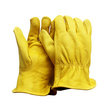 1 Pair JJ-5002 Outdoor Riding Gardening Genuine Leather Safety Gloves, Size: M-garmade.com