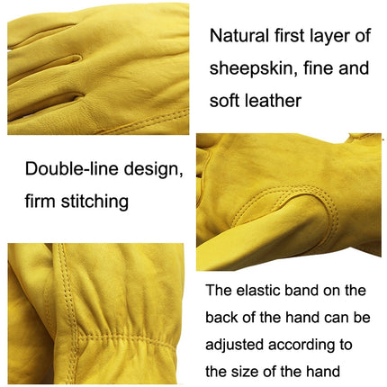 1 Pair JJ-5002 Outdoor Riding Gardening Genuine Leather Safety Gloves, Size: M-garmade.com