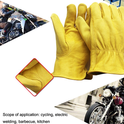 1 Pair JJ-5002 Outdoor Riding Gardening Genuine Leather Safety Gloves, Size: M-garmade.com