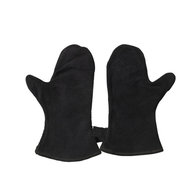 1 Pair Outdoor BBQ Genuine Leather Heat Insulation Gloves(Free Size)-garmade.com