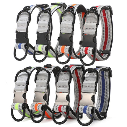 Dog Reflective Nylon Collar, Specification: S(Silver buckle red)-garmade.com
