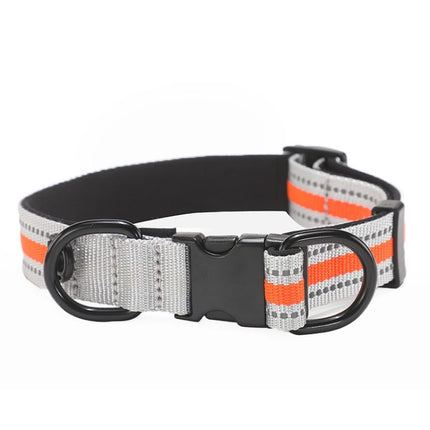 Dog Reflective Nylon Collar, Specification: M(Black buckle orange)-garmade.com