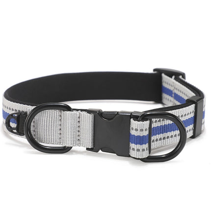 Dog Reflective Nylon Collar, Specification: M(Black buckle blue)-garmade.com