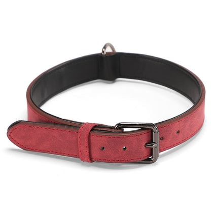 JINMAOHOU Dogs Double-Layer Leather Collar, Specification: XS 34x1.7cm(Red)-garmade.com