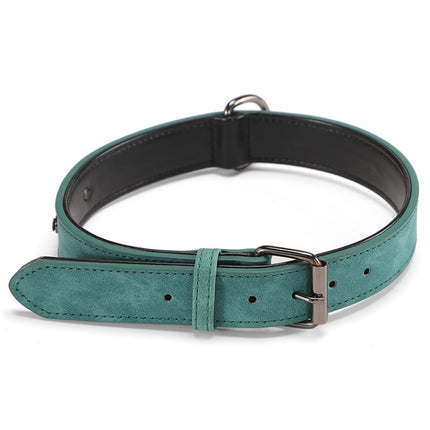 JINMAOHOU Dogs Double-Layer Leather Collar, Specification: XS 34x1.7cm(Green)-garmade.com