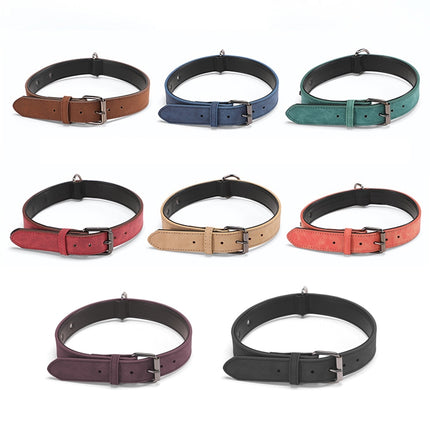JINMAOHOU Dogs Double-Layer Leather Collar, Specification: XS 34x1.7cm(Black)-garmade.com