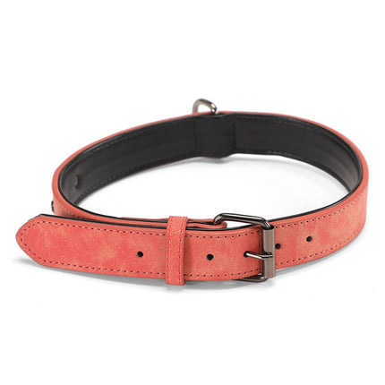 JINMAOHOU Dogs Double-Layer Leather Collar, Specification: S 39x2.2cm(Orange)-garmade.com
