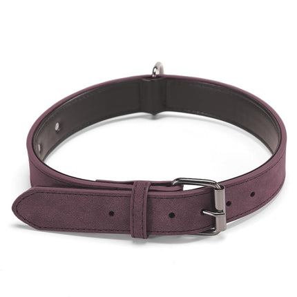 JINMAOHOU Dogs Double-Layer Leather Collar, Specification: S 39x2.2cm(Purple)-garmade.com