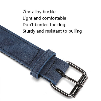 JINMAOHOU Dogs Double-Layer Leather Collar, Specification: M 49x2.7cm(Blue)-garmade.com