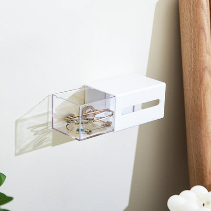 2 PCS Left And Right Pull Wall Hanging Drawer Box Transparent Storage Box(White)-garmade.com